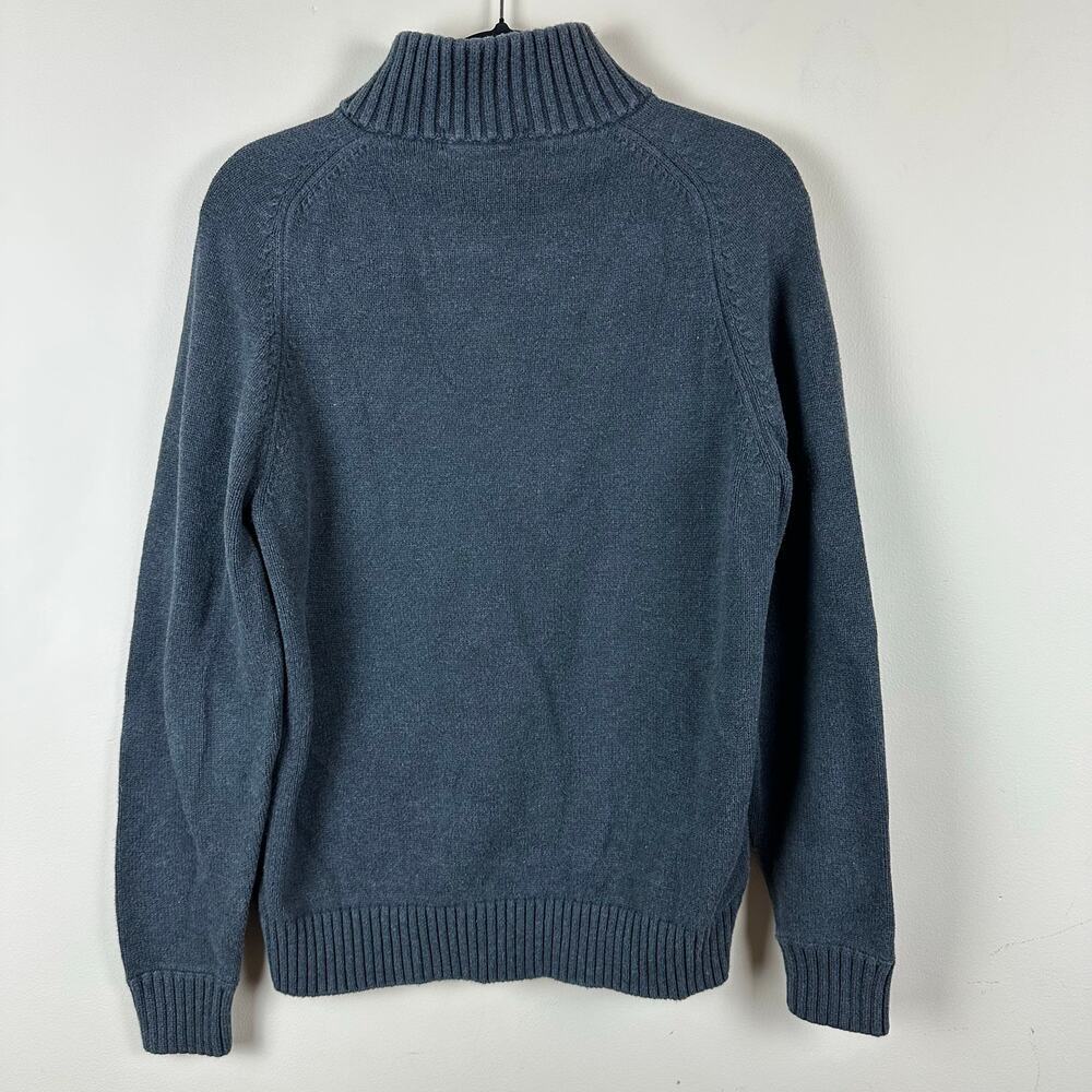 J.Crew Cobalt Gray Cotton Mock Neck Button Sweater Mens M Ribbed Collar Pullover - Picture 2 of 7